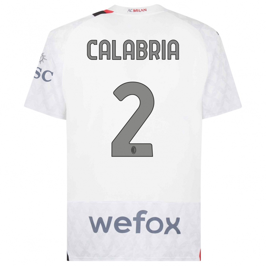 Dames Davide Calabria #2 Wit Uitshirt Uittenue 2023/24 T-Shirt België