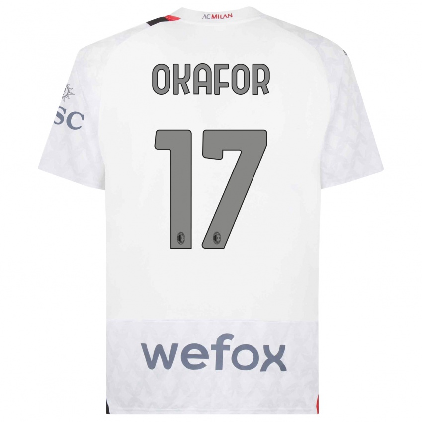 Damen Noah Okafor #17 Weiß Auswärtstrikot Trikot 2023/24 T-Shirt Belgien