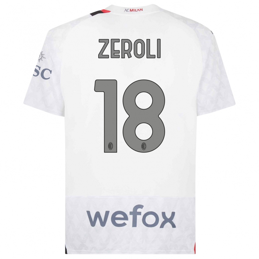 Femme Maillot Kevin Zeroli #18 Blanc Tenues Extérieur 2023/24 T-Shirt Belgique