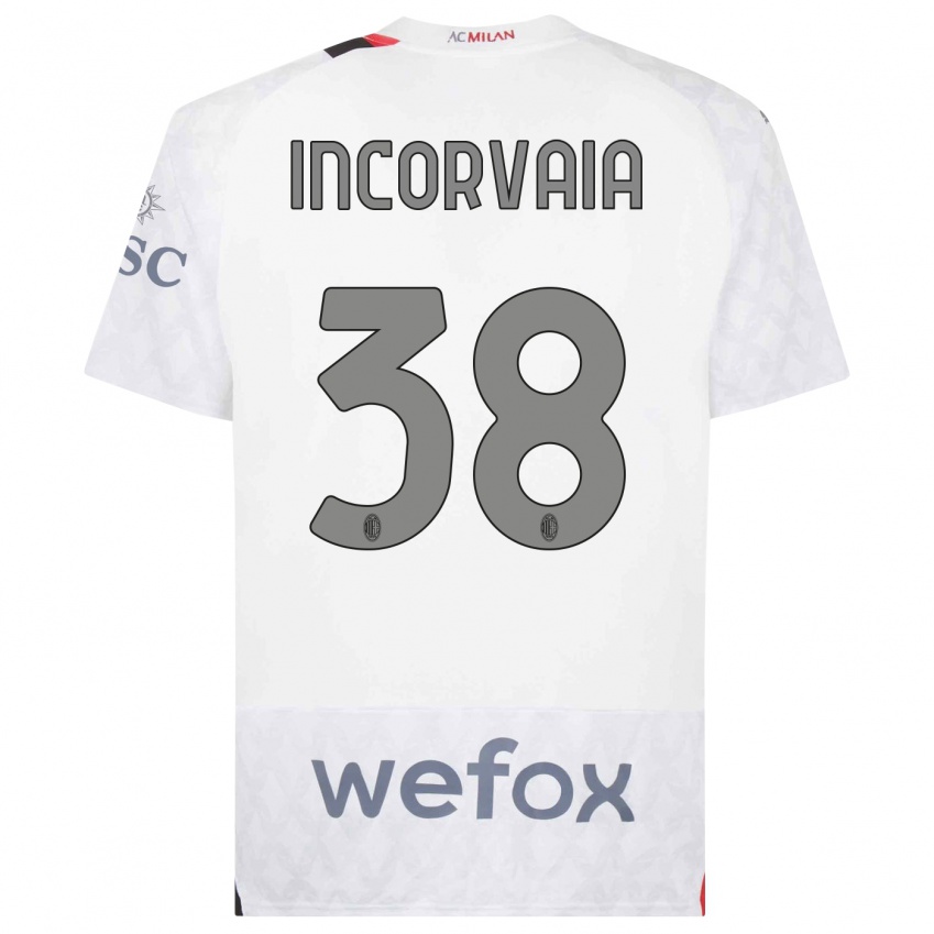 Dames Giovanni Incorvaia #38 Wit Uitshirt Uittenue 2023/24 T-Shirt België