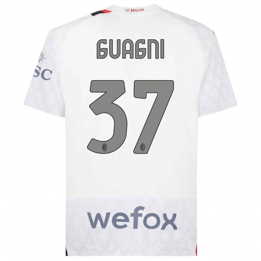 Dames Alia Guagni #37 Wit Uitshirt Uittenue 2023/24 T-Shirt België