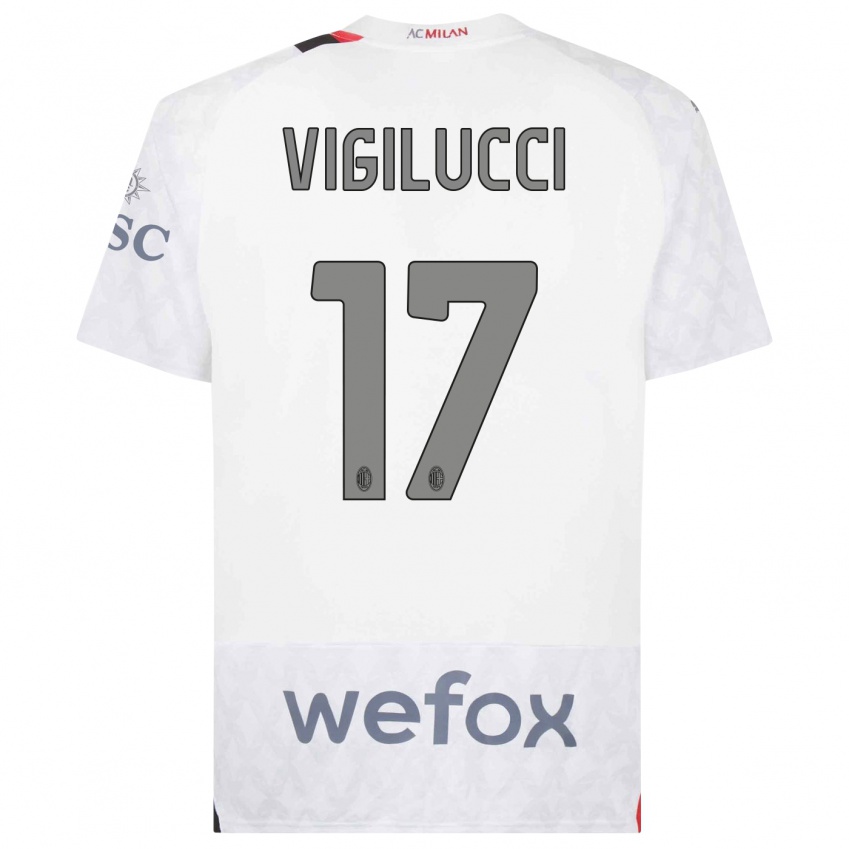 Femme Maillot Valery Vigilucci #17 Blanc Tenues Extérieur 2023/24 T-Shirt Belgique