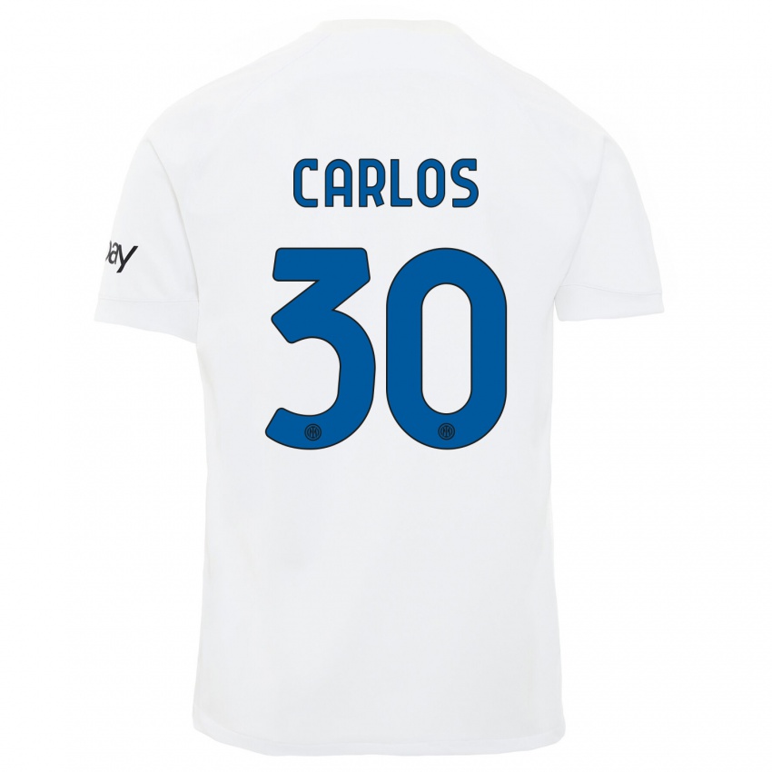 Dames Carlos Augusto #30 Wit Uitshirt Uittenue 2023/24 T-Shirt België