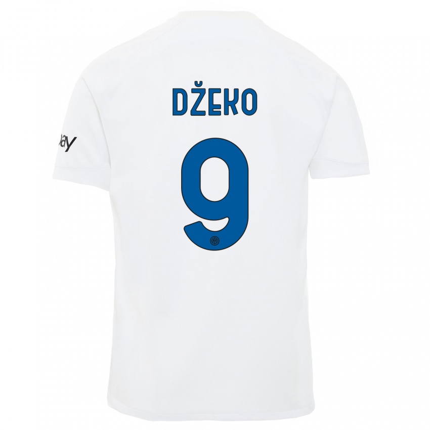Damen Edin Dzeko #9 Weiß Auswärtstrikot Trikot 2023/24 T-Shirt Belgien