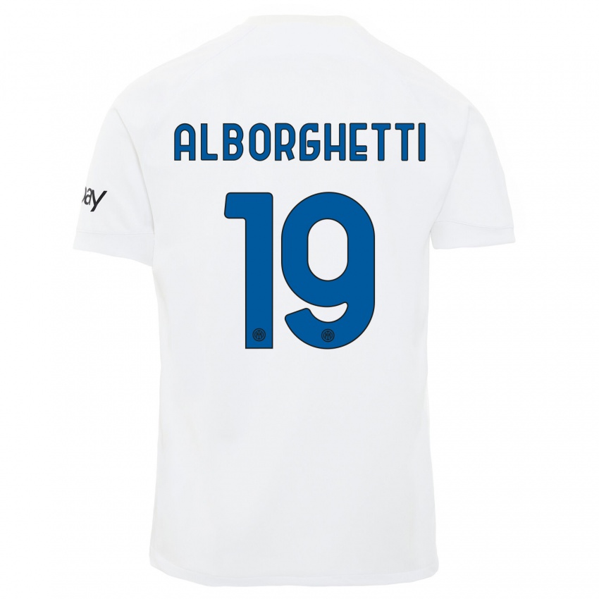 Dames Lisa Alborghetti #19 Wit Uitshirt Uittenue 2023/24 T-Shirt België