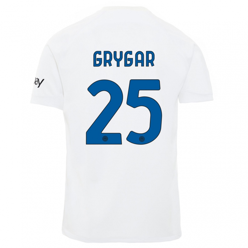 Damen Samuel Grygar #25 Weiß Auswärtstrikot Trikot 2023/24 T-Shirt Belgien