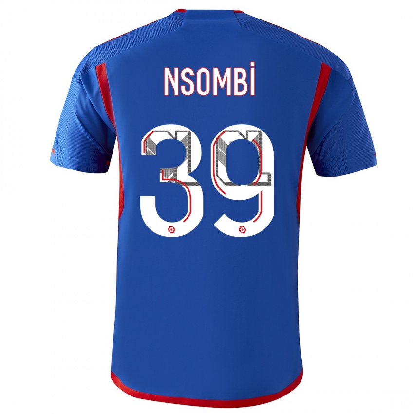 Dames Gael Nsombi #39 Blauw Rood Uitshirt Uittenue 2023/24 T-Shirt België