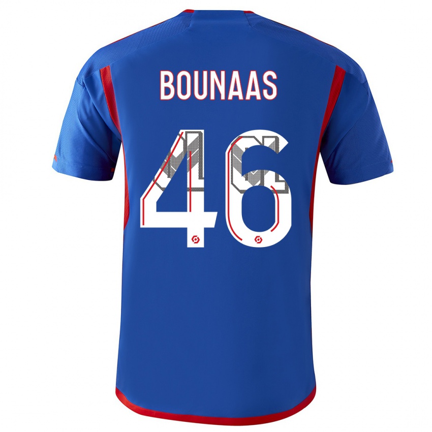 Dames Idris Bounaas #46 Blauw Rood Uitshirt Uittenue 2023/24 T-Shirt België