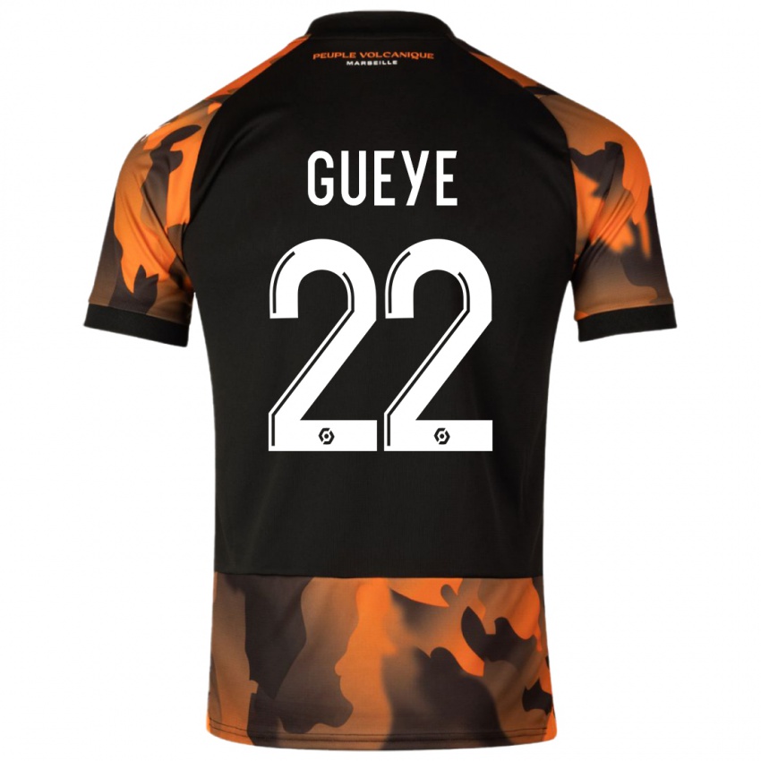 Femme Maillot Pape Gueye #22 Noir Orange Troisieme 2023/24 T-Shirt Belgique