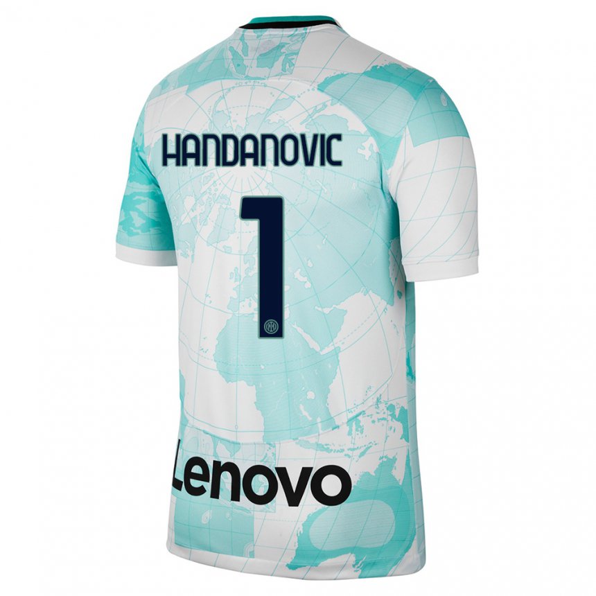 Enfant Maillot Samir Handanovic #1 Vert Clair Blanc Troisieme 2022/23 T-shirt Belgique