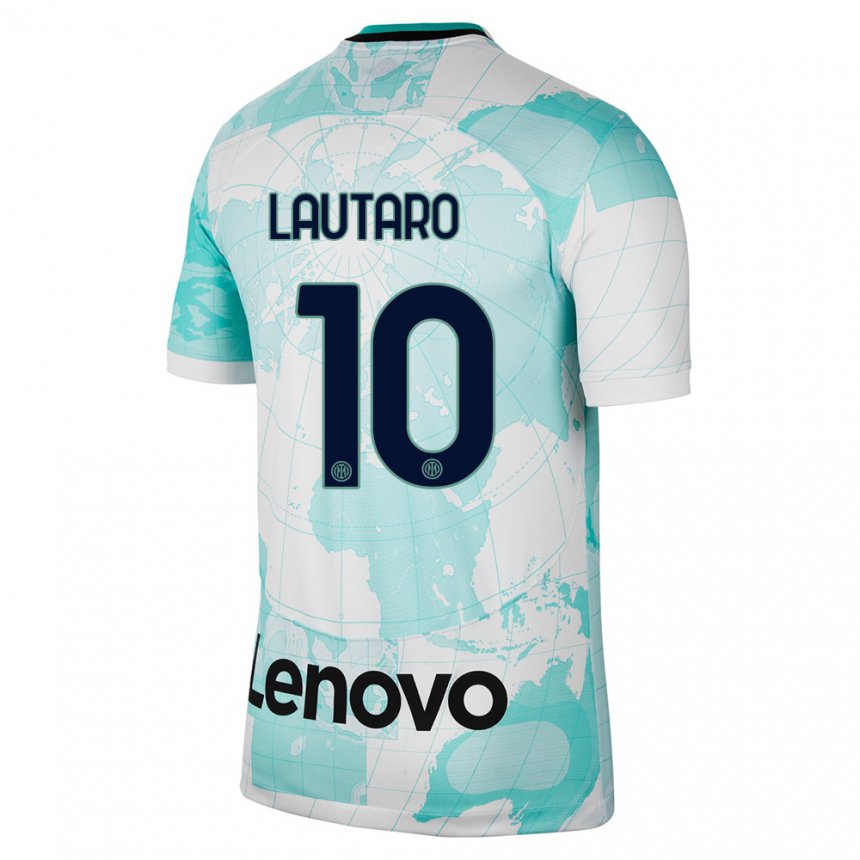 Kinder Lautaro Martinez #10 Hellgrün Weiß Ausweichtrikot Trikot 2022/23 T-shirt Belgien