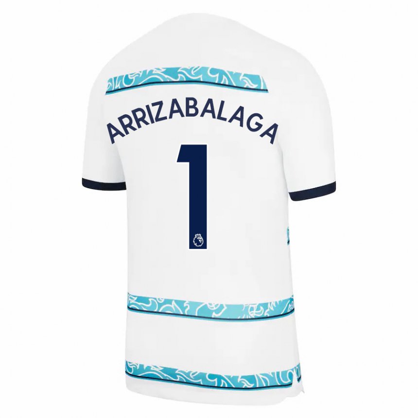 Kinder Kepa Arrizabalaga #1 Weiß Hellblau Ausweichtrikot Trikot 2022/23 T-shirt Belgien