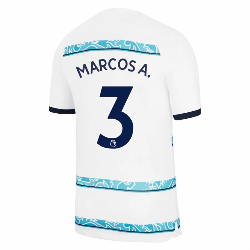 Enfant Maillot Marcos Alonso #3 Blanc Bleu Clair Troisieme 2022/23 T-shirt Belgique