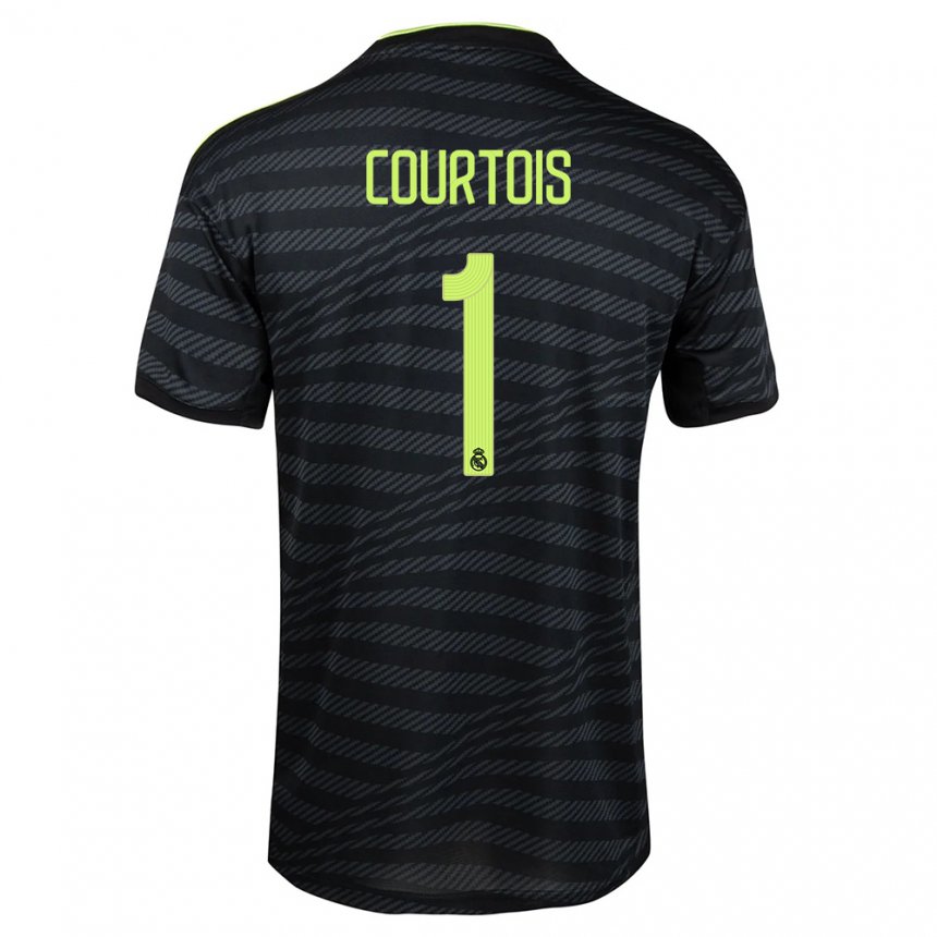 Kinder Thibaut Courtois #1 Schwarz Dunkelgrau Ausweichtrikot Trikot 2022/23 T-shirt Belgien
