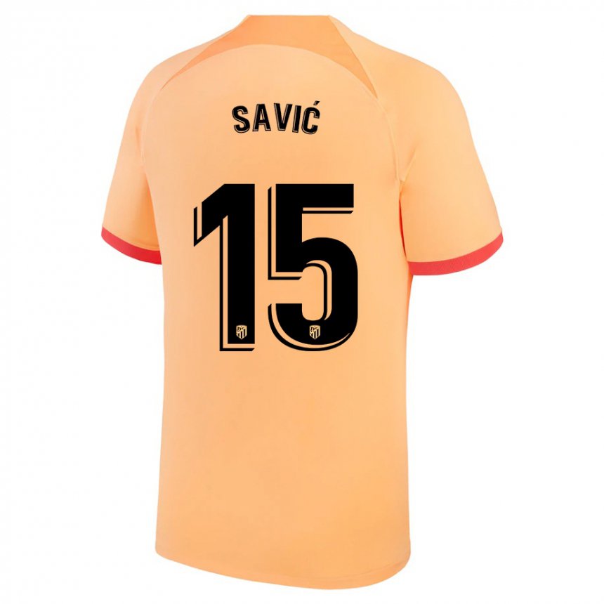 Kinder Stefan Savic #15 Hellorange Ausweichtrikot Trikot 2022/23 T-shirt Belgien