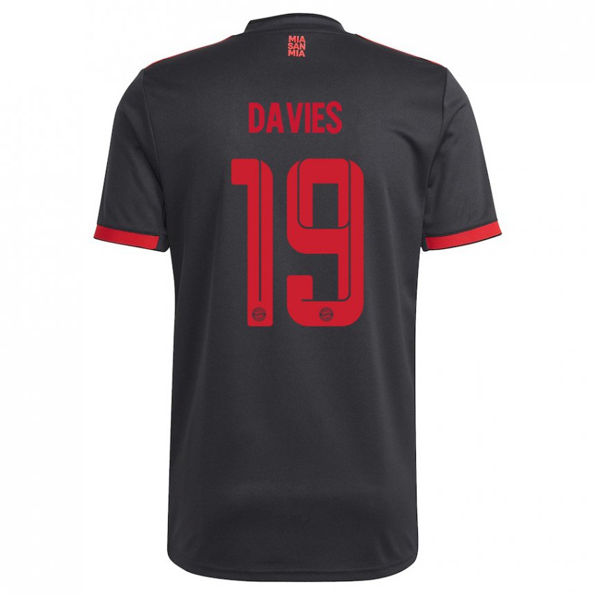 Kinder Alphonso Davies #19 Schwarz Und Rot Ausweichtrikot Trikot 2022/23 T-shirt Belgien