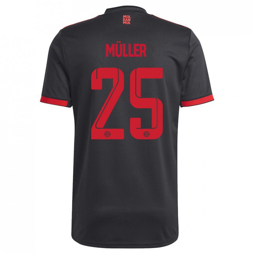 Enfant Maillot Thomas Muller #25 Noir Et Rouge Troisieme 2022/23 T-shirt Belgique
