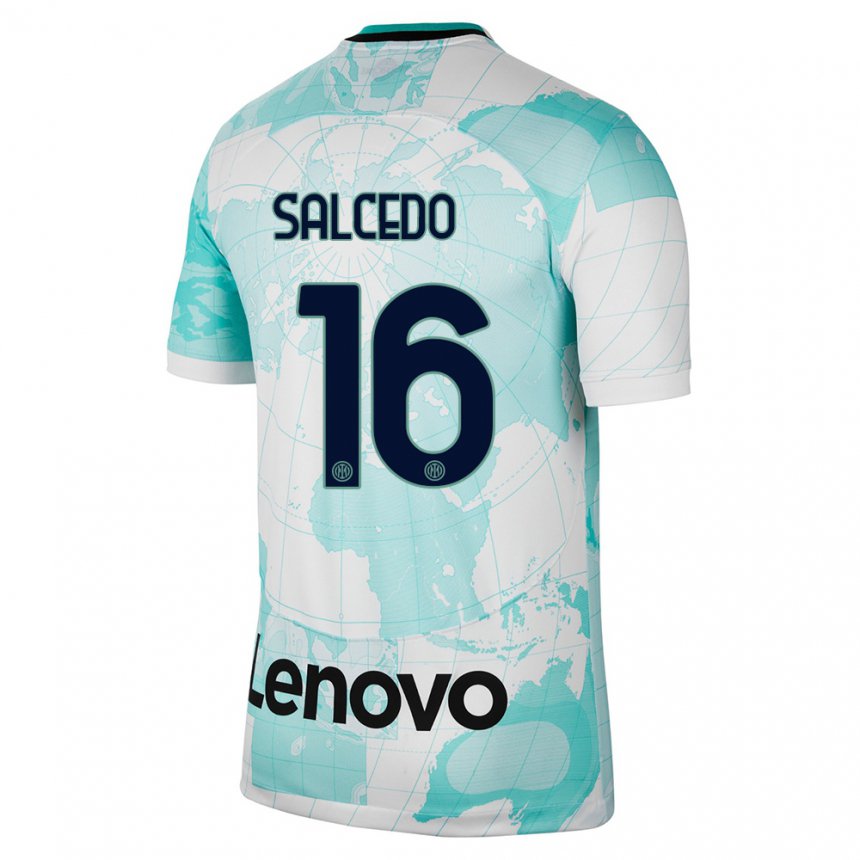 Homme Maillot Eddie Salcedo #16 Vert Clair Blanc Troisieme 2022/23 T-shirt Belgique