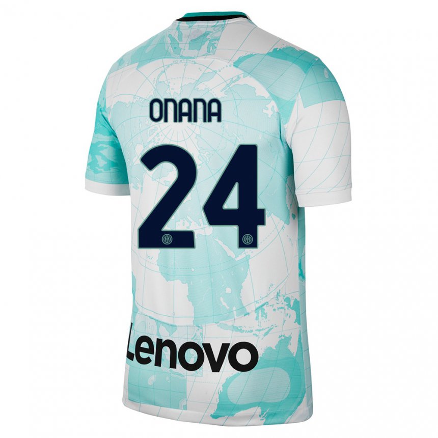 Homme Maillot Andre Onana #24 Vert Clair Blanc Troisieme 2022/23 T-shirt Belgique