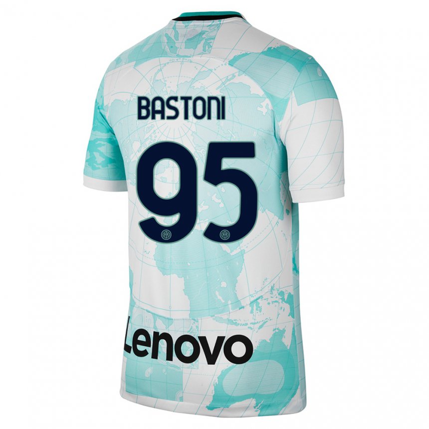 Homme Maillot Alessandro Bastoni #95 Vert Clair Blanc Troisieme 2022/23 T-shirt Belgique