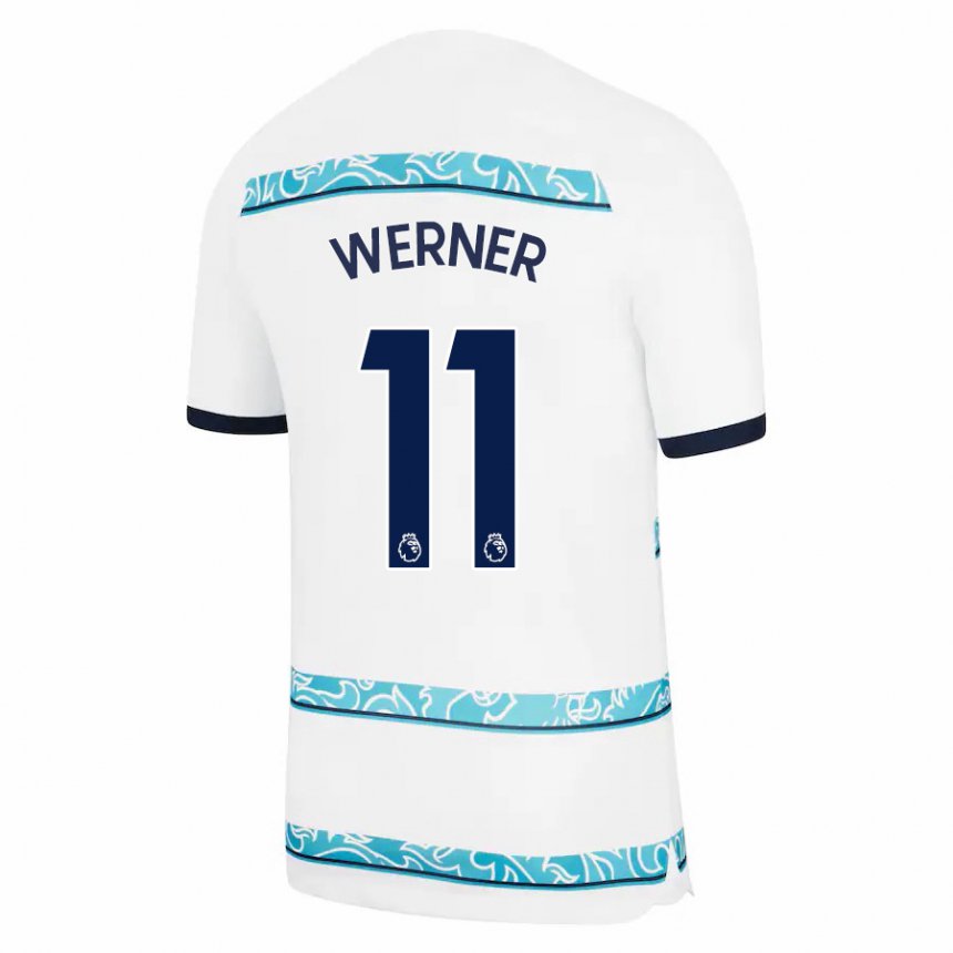 Herren Timo Werner #11 Weiß Hellblau Ausweichtrikot Trikot 2022/23 T-shirt Belgien