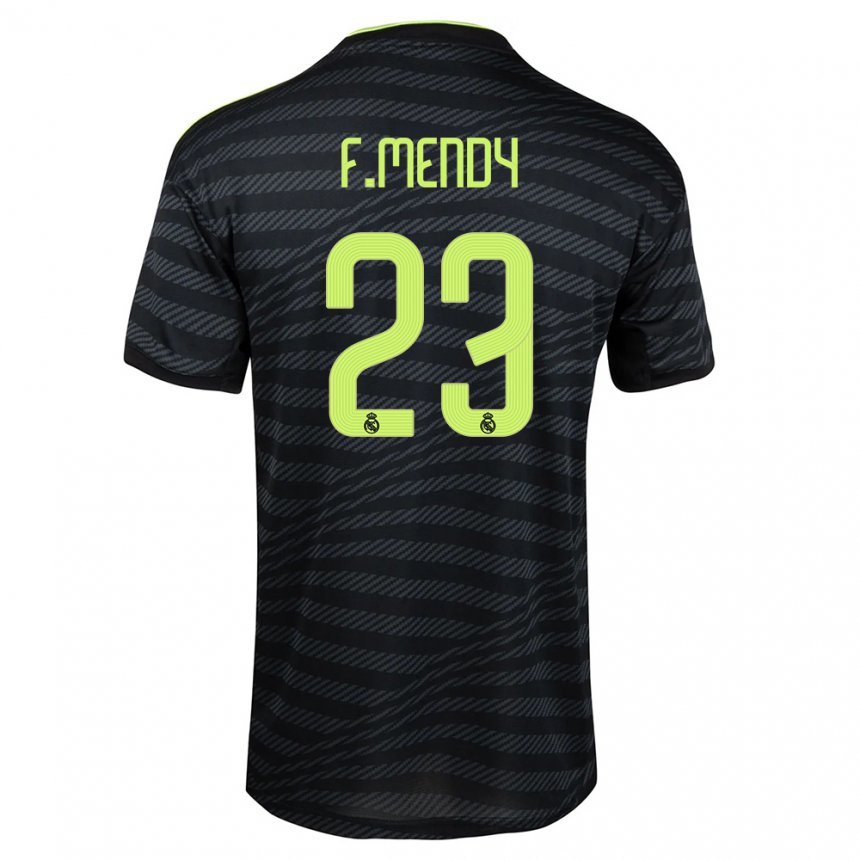 Homme Maillot Ferland Mendy #23 Noir Gris Foncé Troisieme 2022/23 T-shirt Belgique