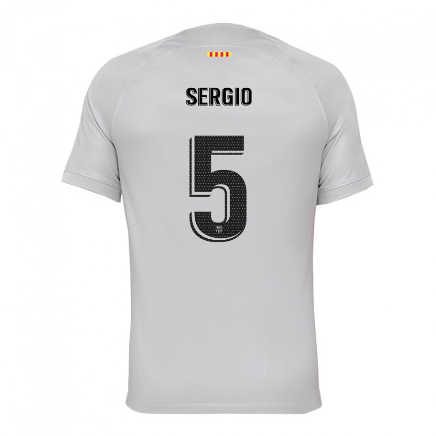 Herren Sergio Busquets #5 Grau Rot Blau Ausweichtrikot Trikot 2022/23 T-shirt Belgien
