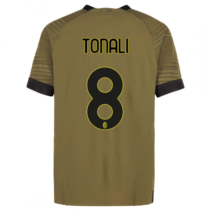 Homme Maillot Sandro Tonali #8 Vert Foncé Noir Troisieme 2022/23 T-shirt Belgique