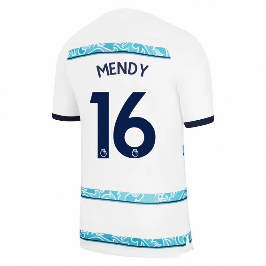Damen Edouard Mendy #16 Weiß Hellblau Ausweichtrikot Trikot 2022/23 T-shirt Belgien