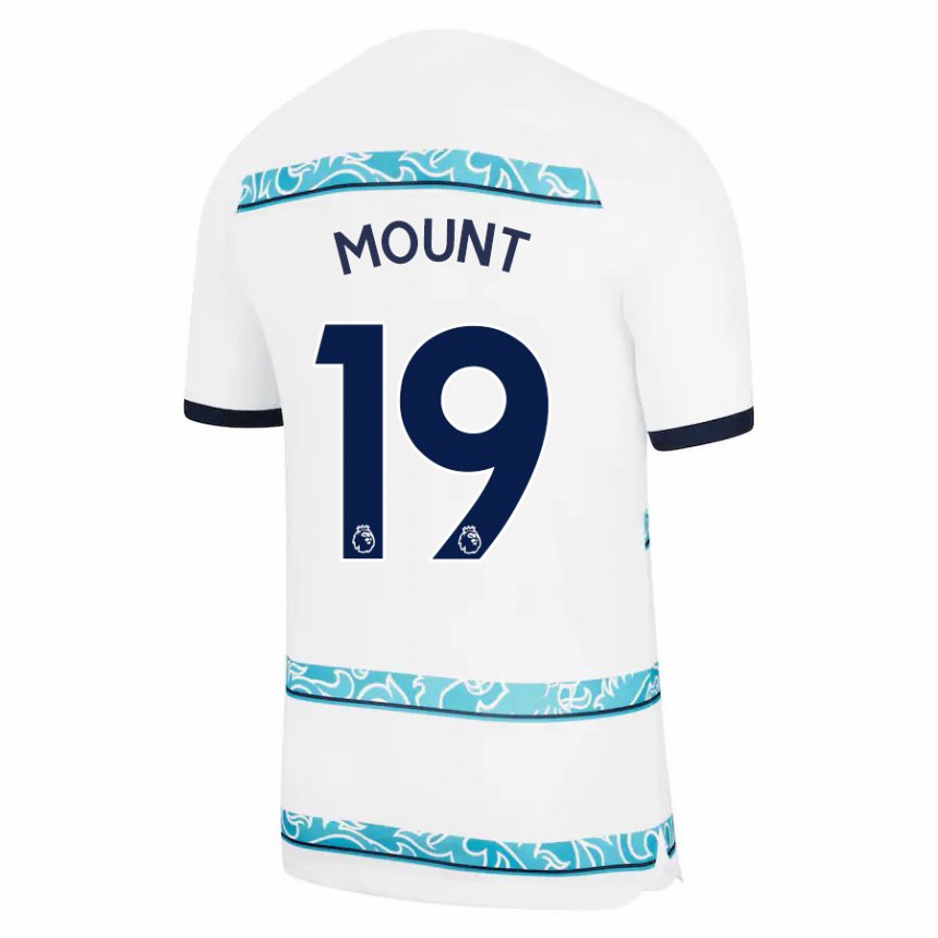 Femme Maillot Mason Mount #19 Blanc Bleu Clair Troisieme 2022/23 T-shirt Belgique