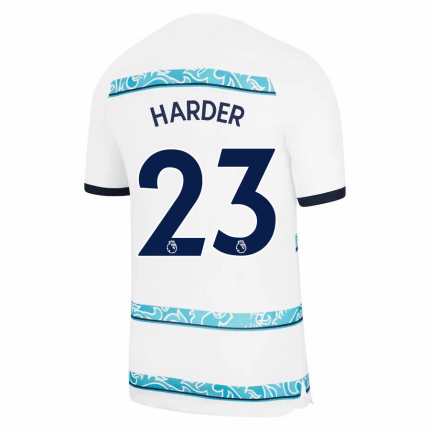 Damen Pernille Harder #23 Weiß Hellblau Ausweichtrikot Trikot 2022/23 T-shirt Belgien
