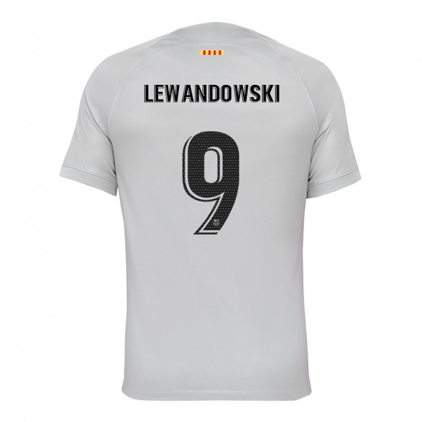 Damen Robert Lewandowski #9 Grau Rot Blau Ausweichtrikot Trikot 2022/23 T-shirt Belgien