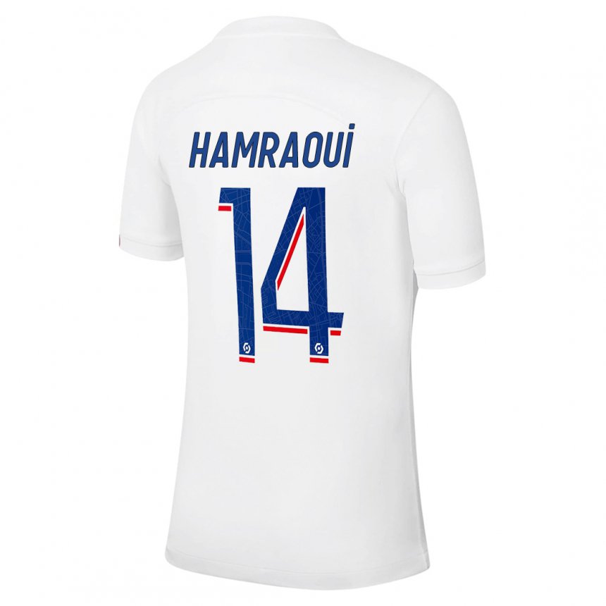 Damen Kheira Hamraoui #14 Weiß Blau Ausweichtrikot Trikot 2022/23 T-shirt Belgien