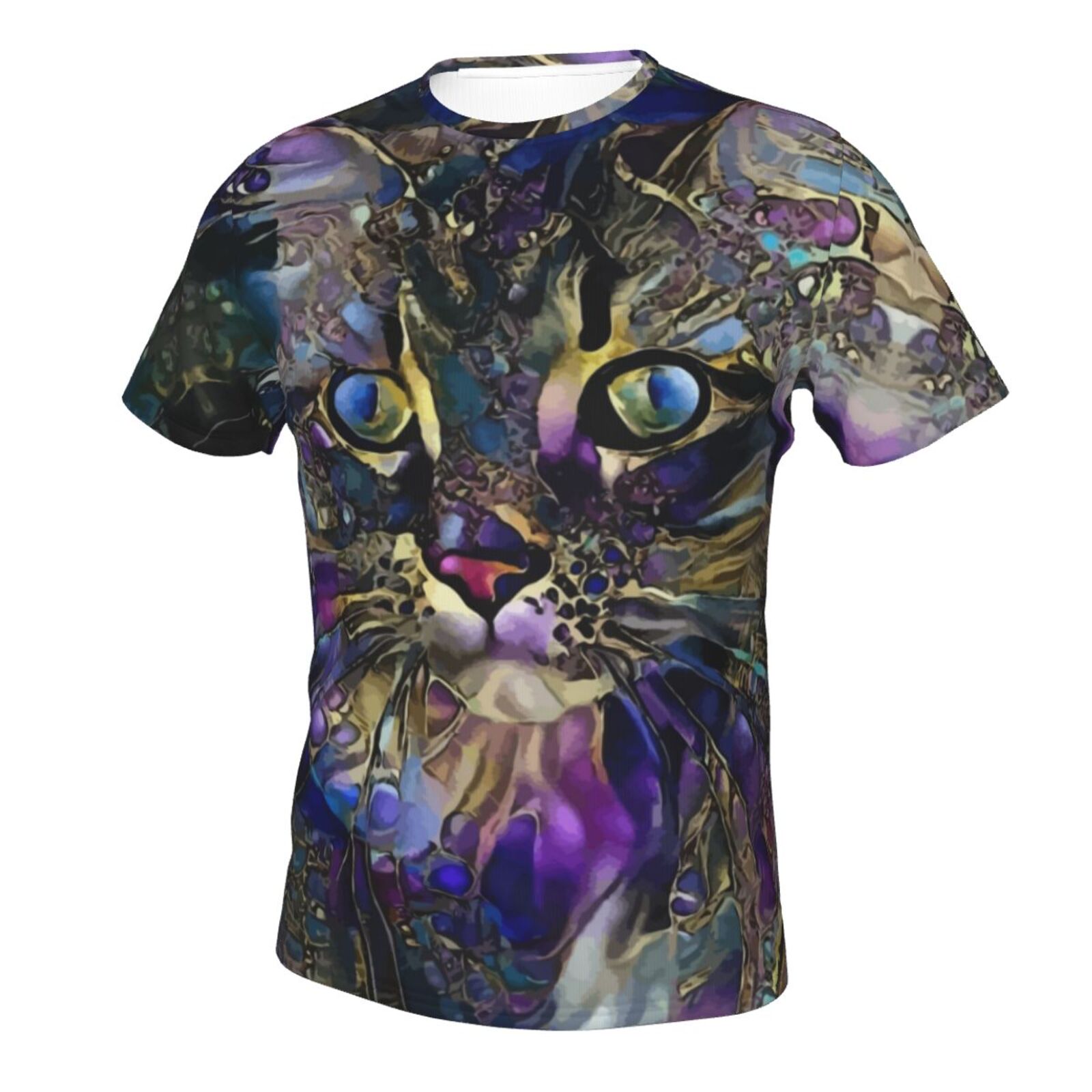 Fröhliches Lila Katze Medien Mischen Elemente Klassisch Belgien T-shirt