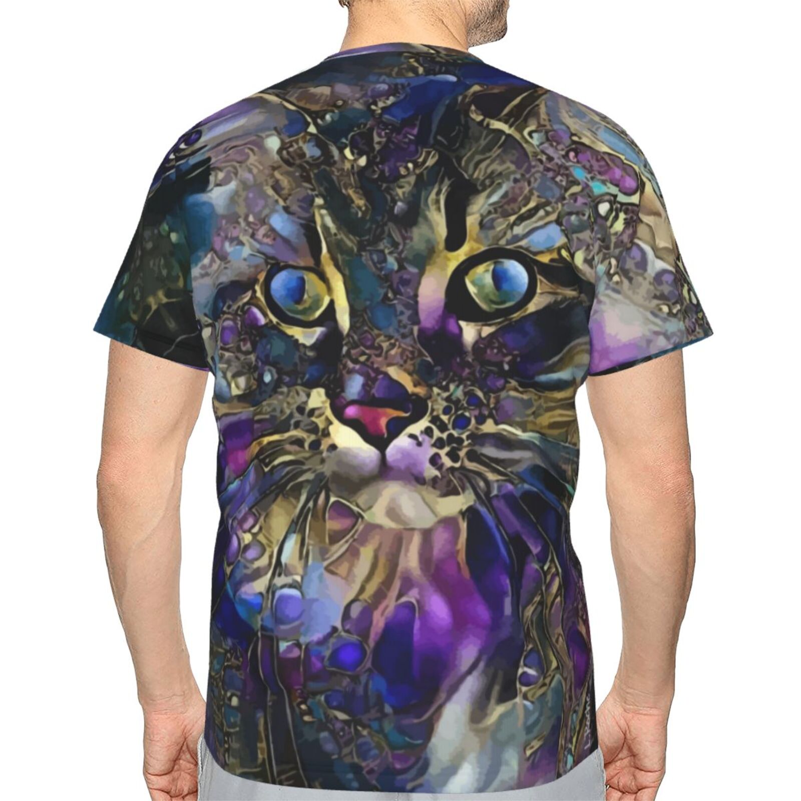 Fröhliches Lila Katze Medien Mischen Elemente Klassisch Belgien T-shirt