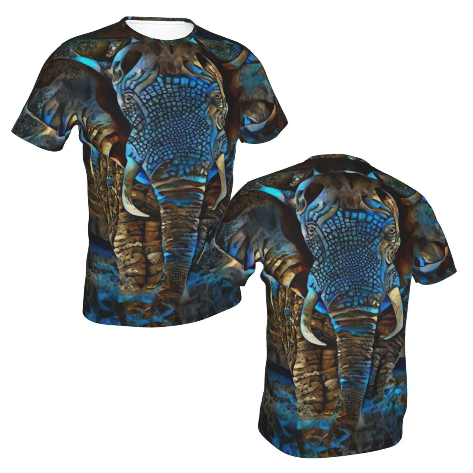 Elefant Braun Blau Medien Mischen Elemente Klassisch Belgien T-shirt