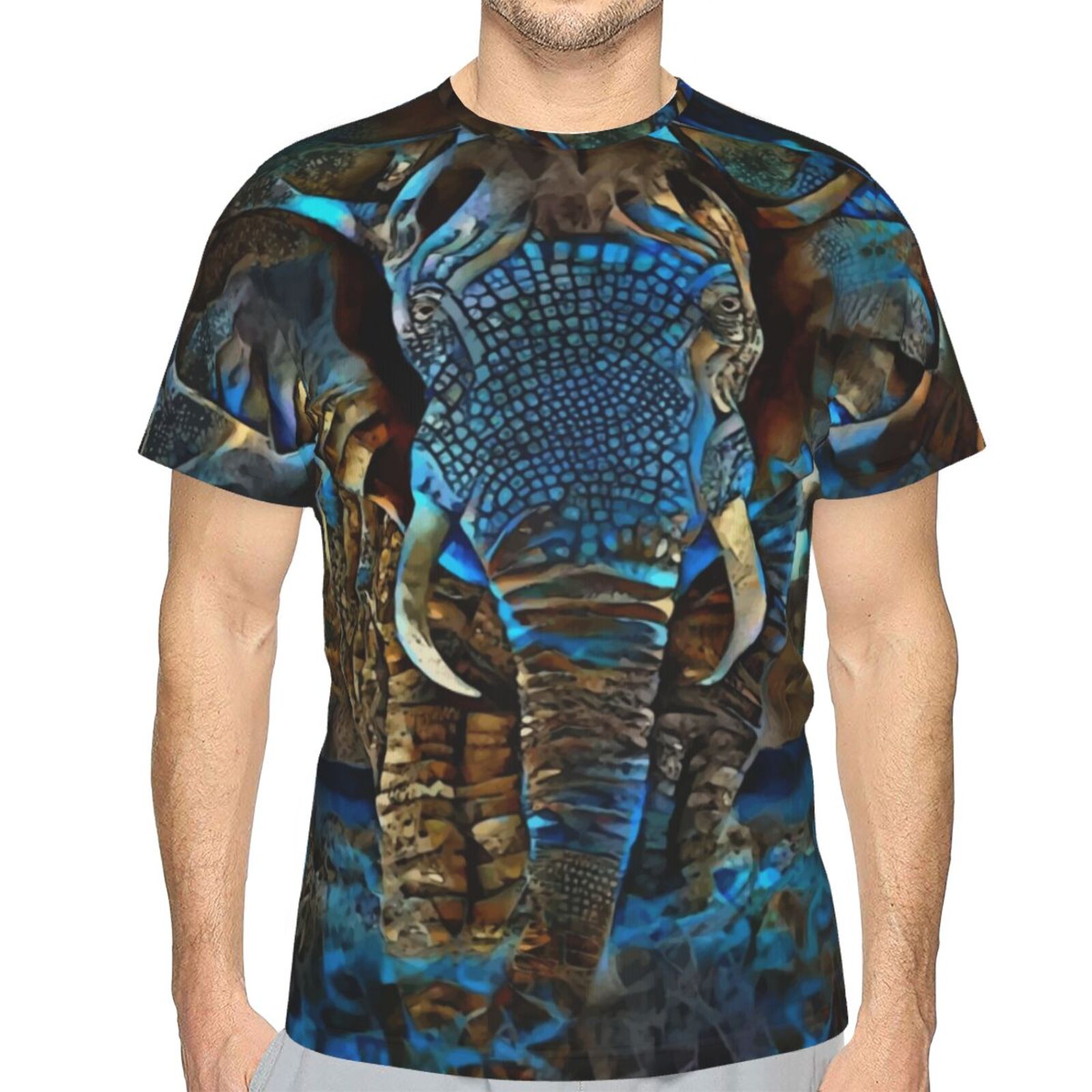 Elefant Braun Blau Medien Mischen Elemente Klassisch Belgien T-shirt