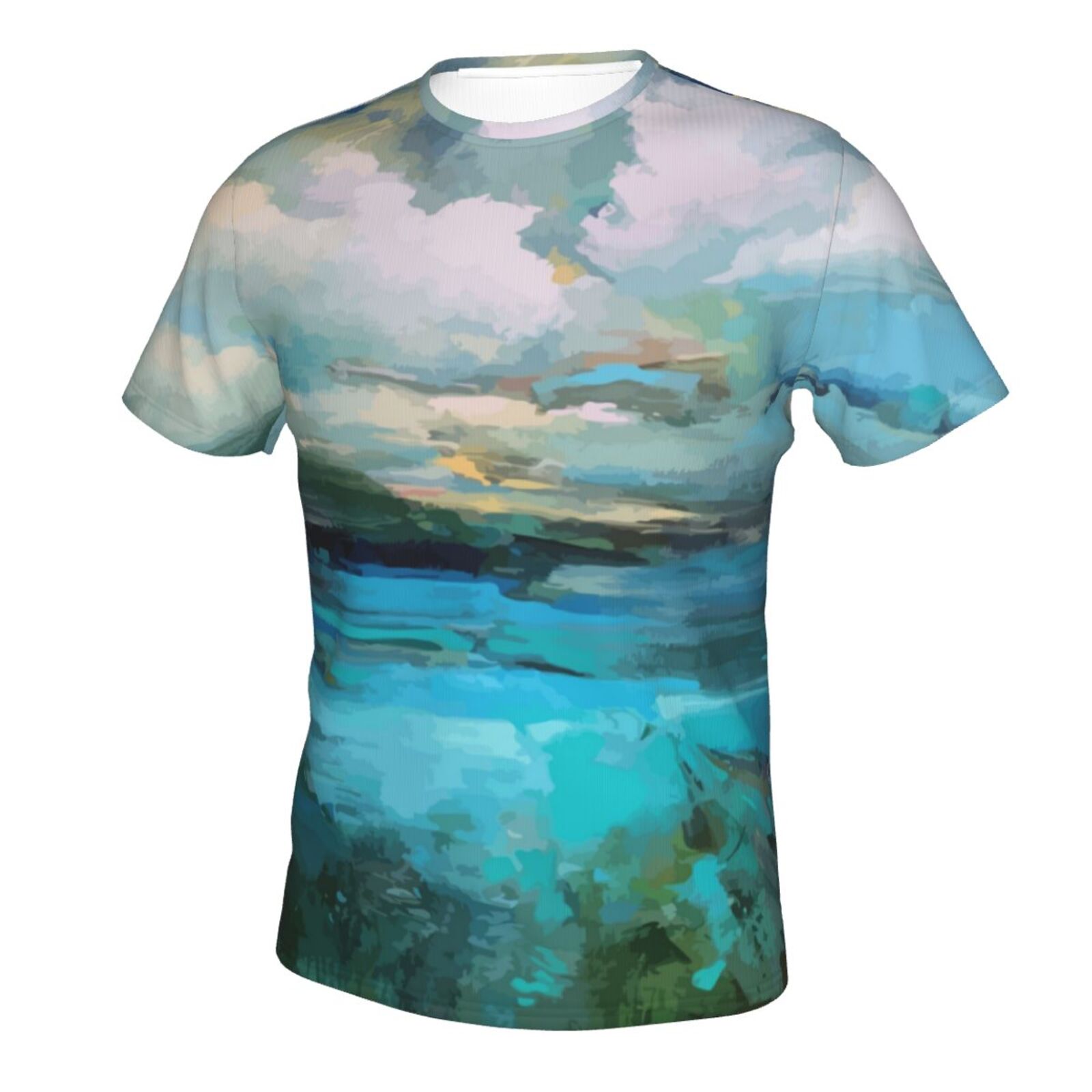 T-shirt Belgique Classique Nuages Sur Le Lac Peinture Elements